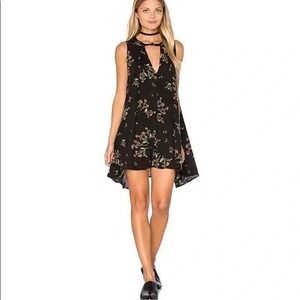 Free People Floral Mini Swing Dress Womens Size XS Indie Whimsigoth Grunge Indie